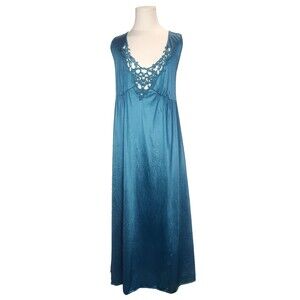 VTG Heather Nicole Embroidered Sleeveless Long Nightgown Sz 1X Hollywood Glamour